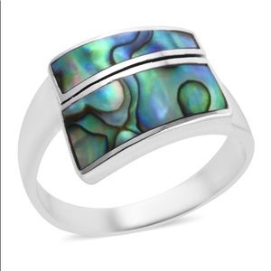 NWT ABALONE SHELL BYPASS RING IN STERLING SILVER!